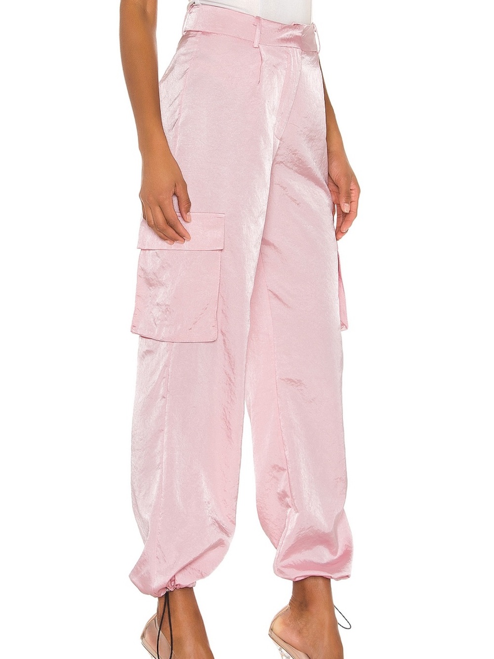 SUPERDOWN PINK SATIN CARGO JOGGERS